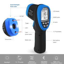 Thermomètre infrarouge -50°C---1500°C HP-1500 avec application bluetooth