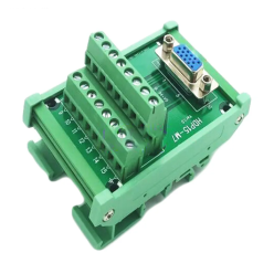 Module DIN RAIL VGA DB15 HDP15-M7 D-SUB Femelle 3 lignes