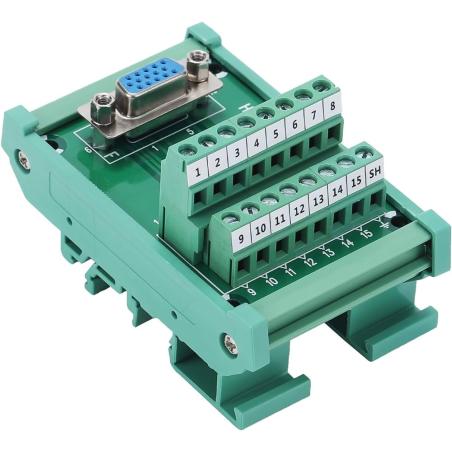 Module DIN RAIL VGA DB15 HDP15-M7 D-SUB Femelle 3 lignes