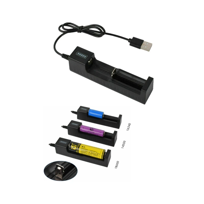 Chargeur de Batterie Lithium Smart USB 1A Charge Rapide pour 18650 26650 14500
