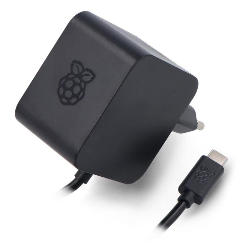 ALIMENTATION OFFICIELLE 5.1V 5A 27W USB-C NOIR POUR RASPBERRY PI5 SC1157