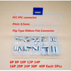 Connecteur FFC FPC à clapet de 0.5mm, 6/8/10/12/14/16/20/24/30/40 broches