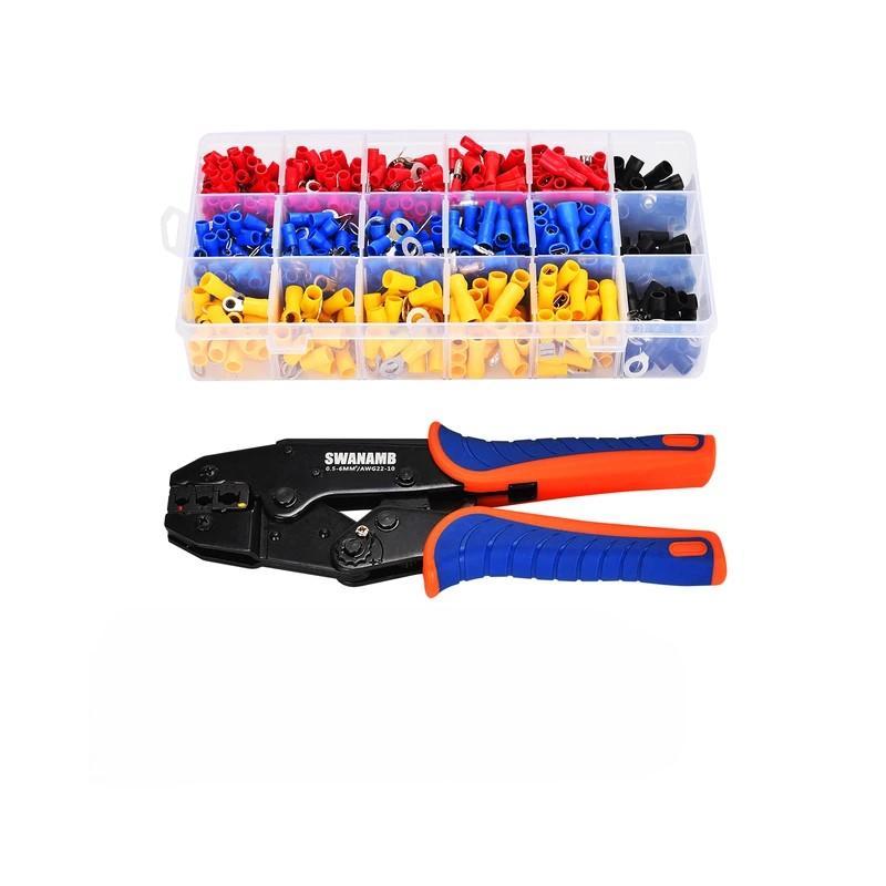 Kit d'outils de sertissage de fil pince SJ-30J avec des connecteurs à fourches isolées 720 pièces