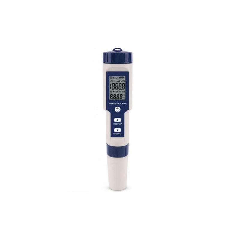 Testeur de salinité d'eau 5-en-1 EC/TDS/PH/TEMP/SAL EZ-9909