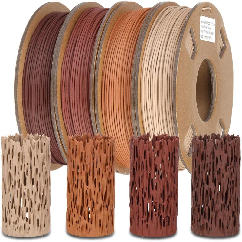 Filaments en bois PLA de 1,75 mm pour imprimante 3D teck 250g