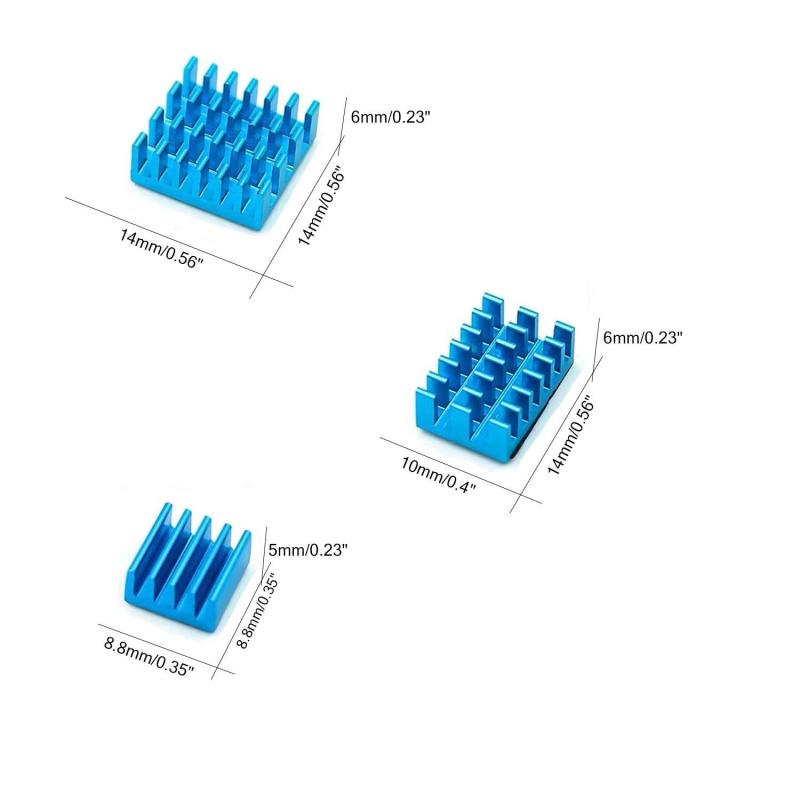 Kit radiateurs bleu pour Raspberry PI 4 (3ps)