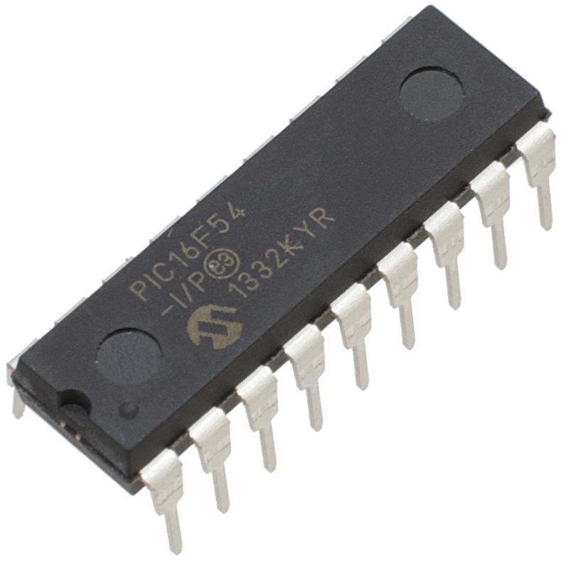 PIC16F54-I/P 8-bit Microcontrollers - MCU .77KB 25 RAM 12 I/O Ind Temp PDIP18
