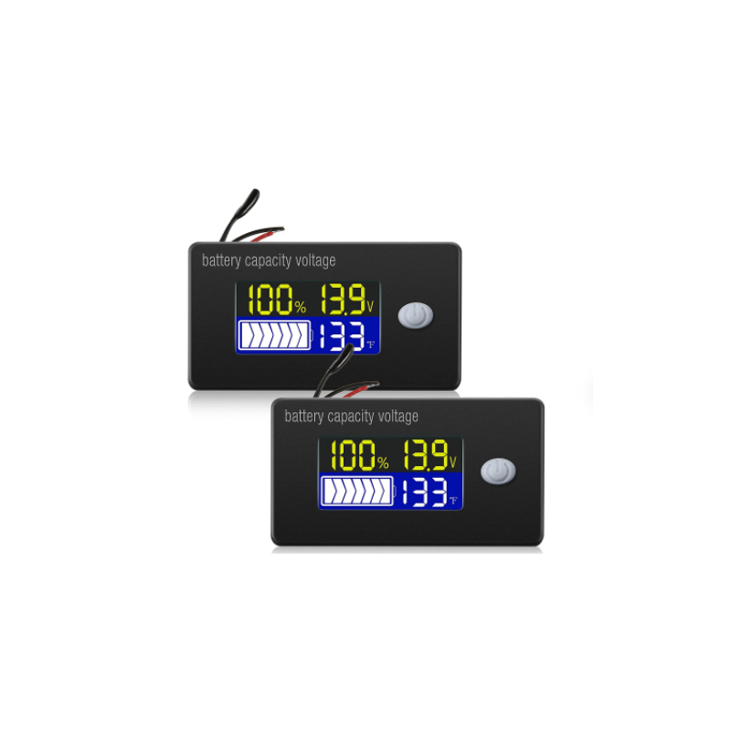 Indicateur LCD Battery Capacity Voltage Meter with Alarm and External Temperature Sensor HS-03Y