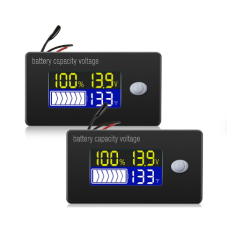 Indicateur LCD Battery Capacity Voltage Meter with Alarm and External Temperature Sensor HS-03Y