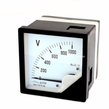 Voltmètre analogique de précision 80x80mm 0-1000VDC