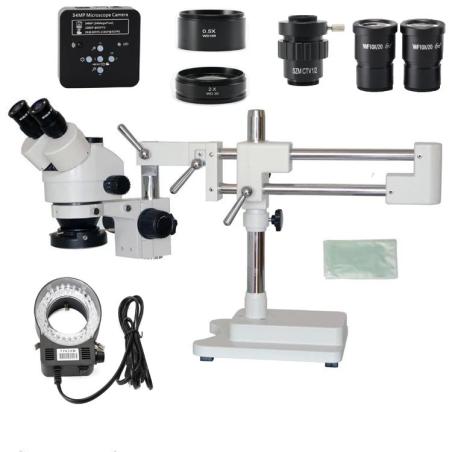 Microscope stéréo trinoculaire Simul focal 34MP pour la réparation industrielle de PCB