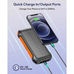 Chargeur Solaire 26800mAh, Solar Power Bank (5V / 3A) Sortie Charge Ra...
