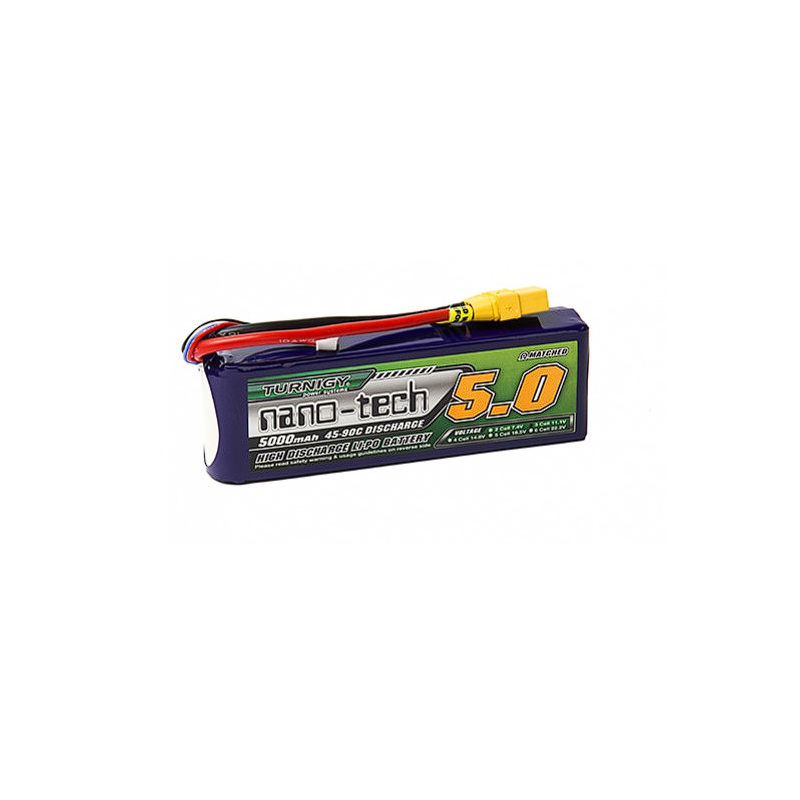 Batterie Turnigy Nano-Tech Plus 5000mAh 3S 45-90C Lipo Pack w/XT90