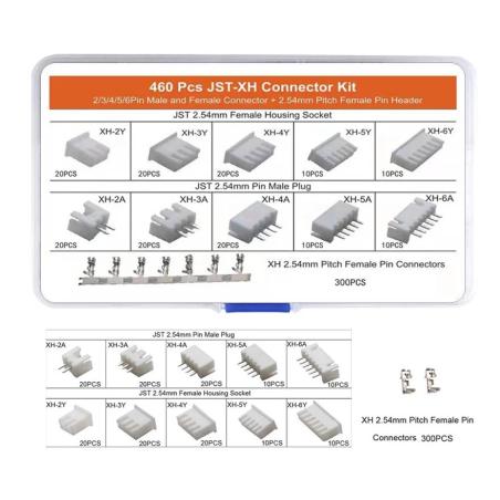 Kit connecteurs Dupont JST-XH 2.54mm (460 pcs)