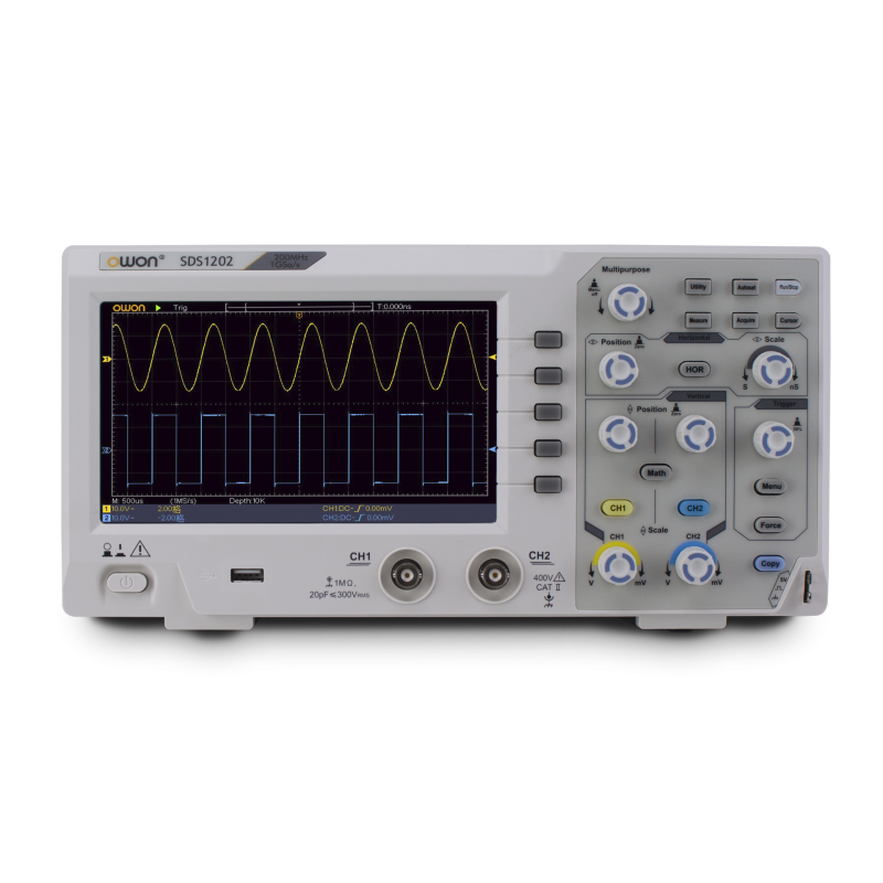 SDS1202 Oscilloscope Numérique 2 Voies LCD 7" 200MHz 1GS/S