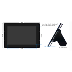 Ecran 10.1" HDMI LCD (B) Waveshare 11769 with case