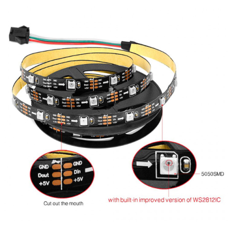 Ruban WS2812B Addressable LED RGB 5V 60LEDS 5050 5M