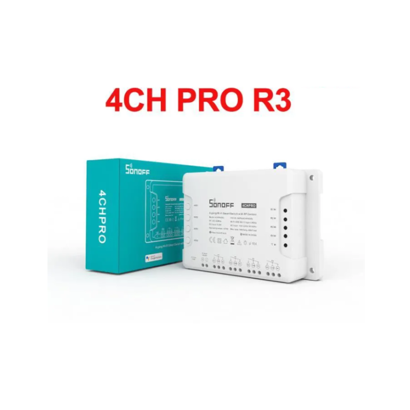 Commutateur Wifi Intelligent Sonoff 4CH Pro R3 4 voies 433mhz Montage Sur Rail